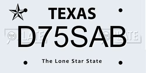 D75SAB Texas License Plate