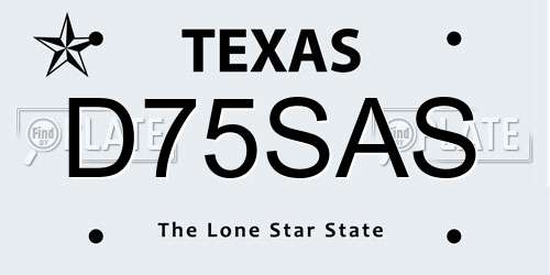 D75SAS Texas License Plate