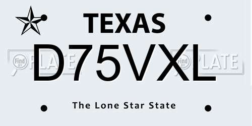 D75VXL Texas License Plate