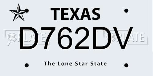 D762DV Texas License Plate