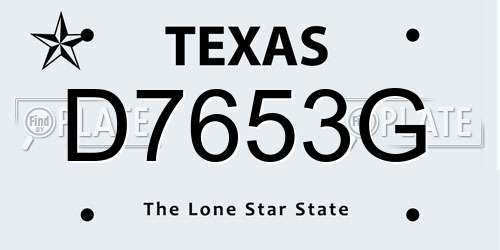D7653G Texas License Plate