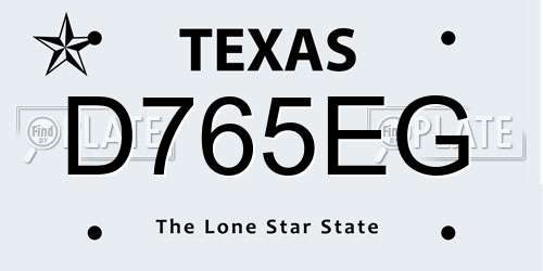 D765EG Texas License Plate