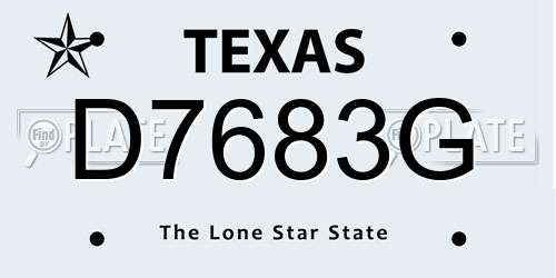D7683G Texas License Plate