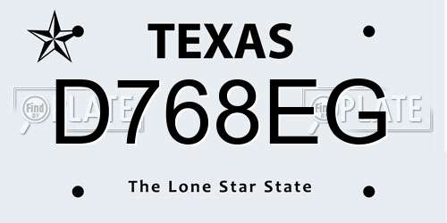 D768EG Texas License Plate