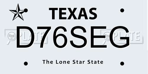 D76SEG Texas License Plate