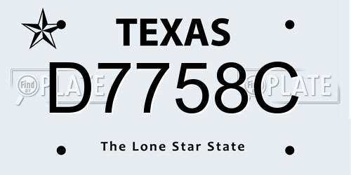 D7758C Texas License Plate