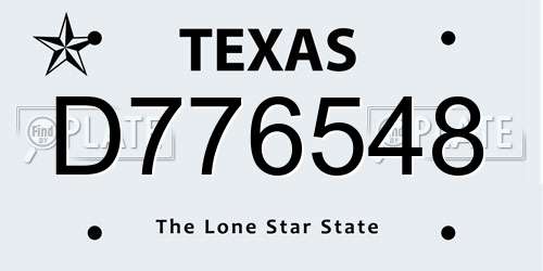 D776548 Texas License Plate