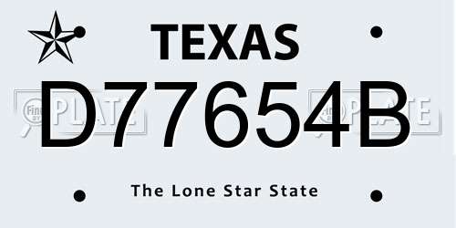 D77654B Texas License Plate