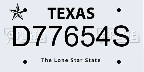 D77654S Texas License Plate