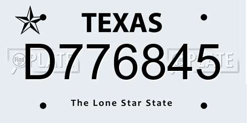 D776845 Texas License Plate