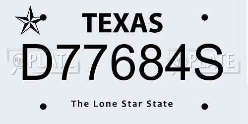D77684S Texas License Plate