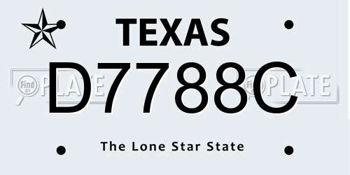 D7788C Texas License Plate