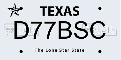D77BSC Texas License Plate