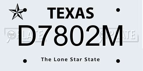 D7802M Texas License Plate