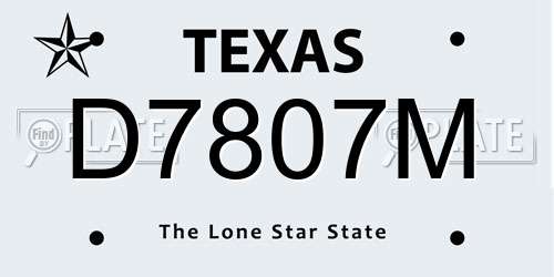 D7807M Texas License Plate