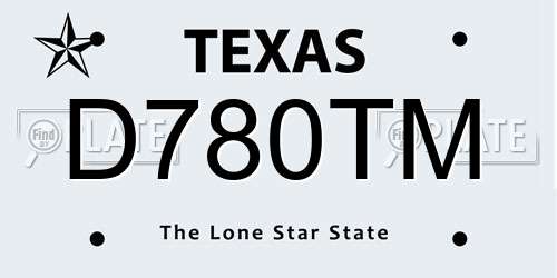 D780TM Texas License Plate