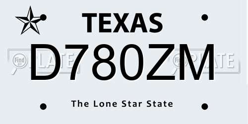 D780ZM Texas License Plate