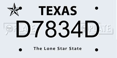 D7834D Texas License Plate
