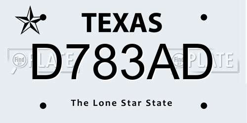 D783AD Texas License Plate