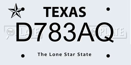 D783AQ Texas License Plate