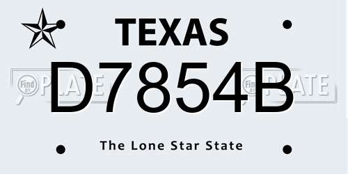 D7854B Texas License Plate