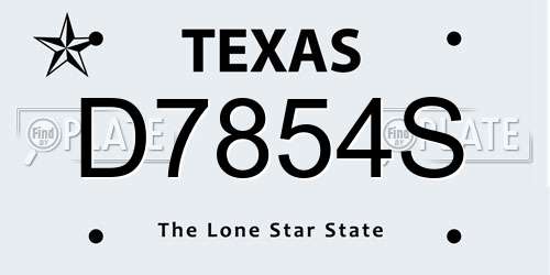 D7854S Texas License Plate
