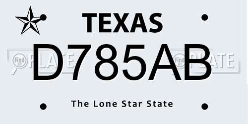 D785AB Texas License Plate