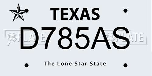 D785AS Texas License Plate