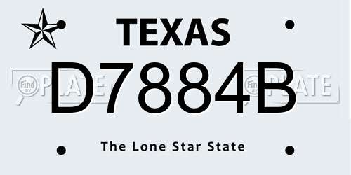 D7884B Texas License Plate