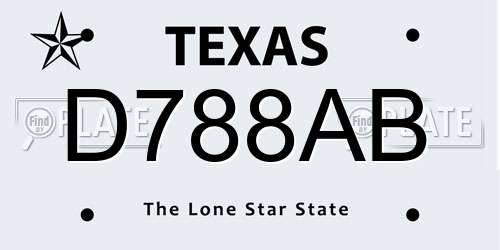 D788AB Texas License Plate