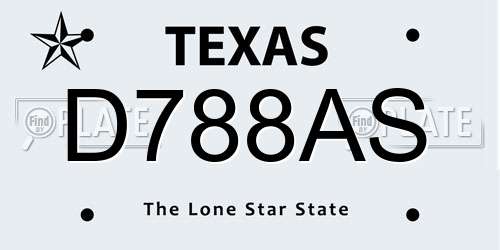 D788AS Texas License Plate