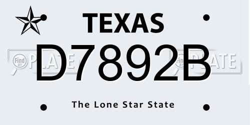 D7892B Texas License Plate