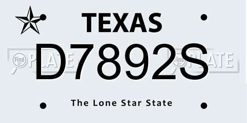 D7892S Texas License Plate
