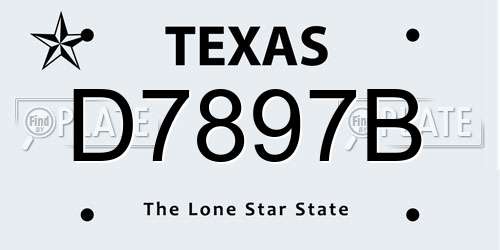 D7897B Texas License Plate
