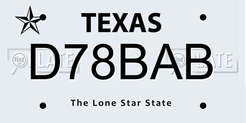 D78BAB Texas License Plate