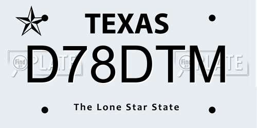 D78DTM Texas License Plate
