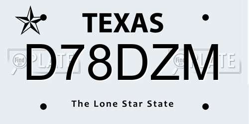 D78DZM Texas License Plate