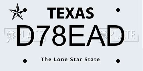 D78EAD Texas License Plate