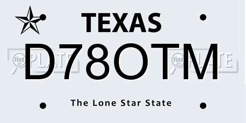 D78OTM Texas License Plate