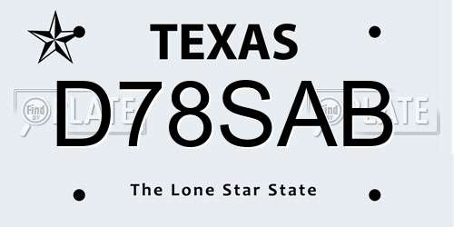 D78SAB Texas License Plate