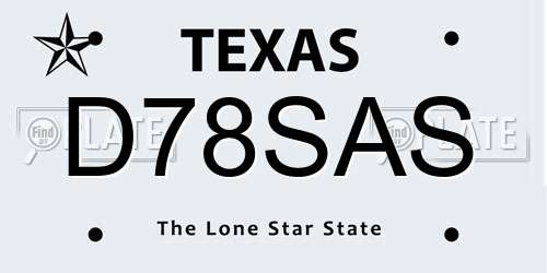 D78SAS Texas License Plate