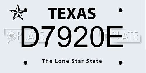 D7920E Texas License Plate