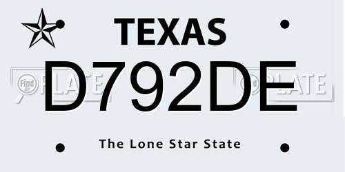 D792DE Texas License Plate