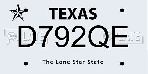 D792QE Texas License Plate