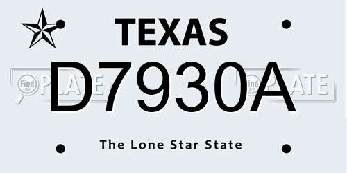 D7930A Texas License Plate