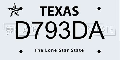 D793DA Texas License Plate