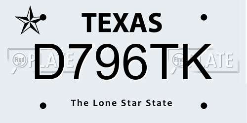 D796TK Texas License Plate