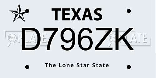 D796ZK Texas License Plate