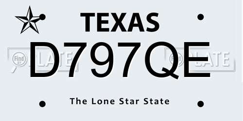 D797QE Texas License Plate
