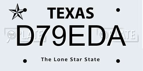 D79EDA Texas License Plate